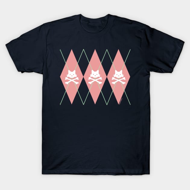 Kitty X-Bones Argyle Pink T-Shirt by jrotem